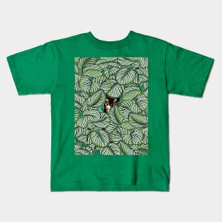 Bengal cat and Calathea orbifolia Kids T-Shirt